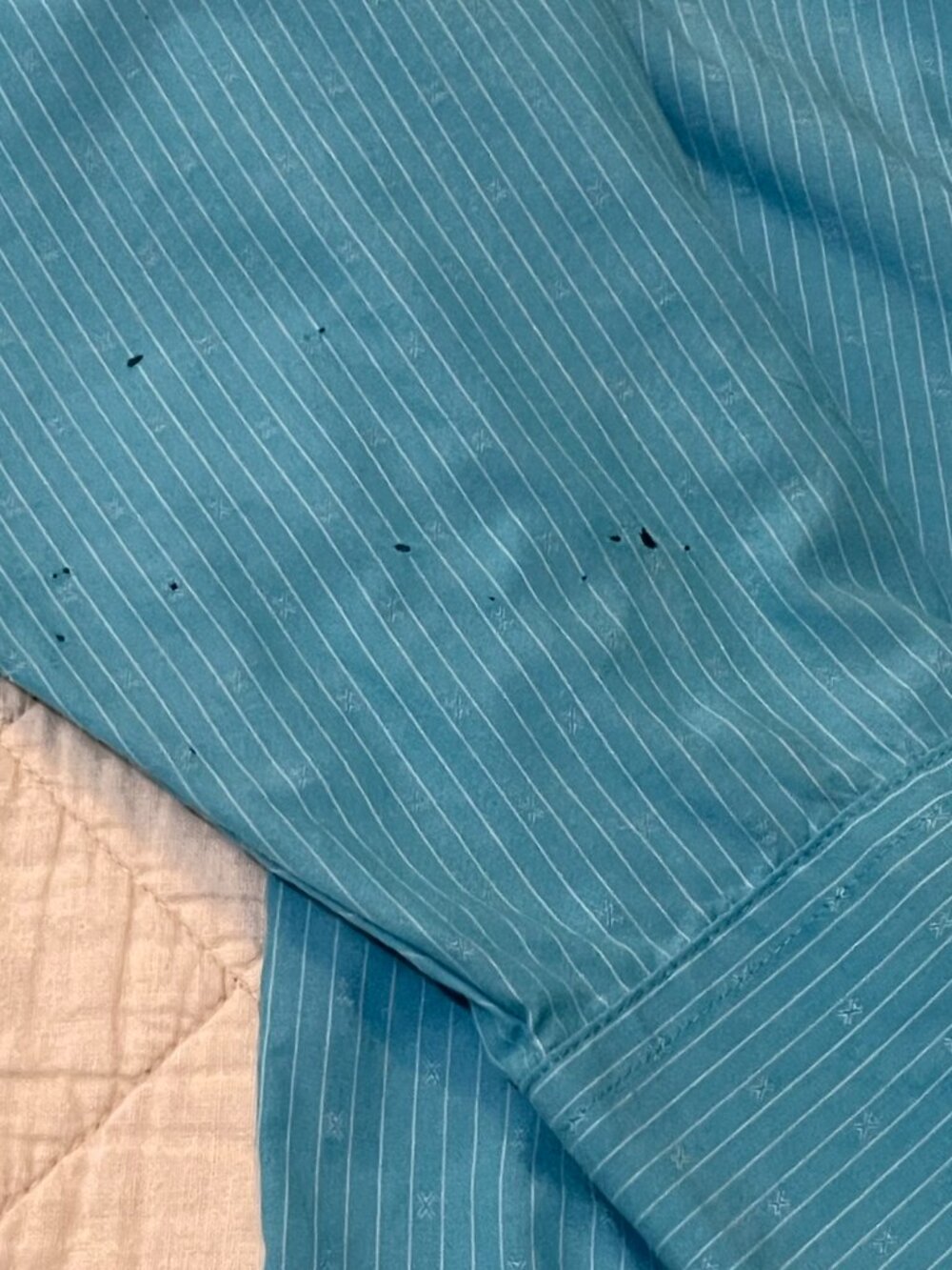 Men's XXL Wrangler Aqua/White Pinstripe Pearl Snap Long Sleeve Shirt - Picture 15 of 15